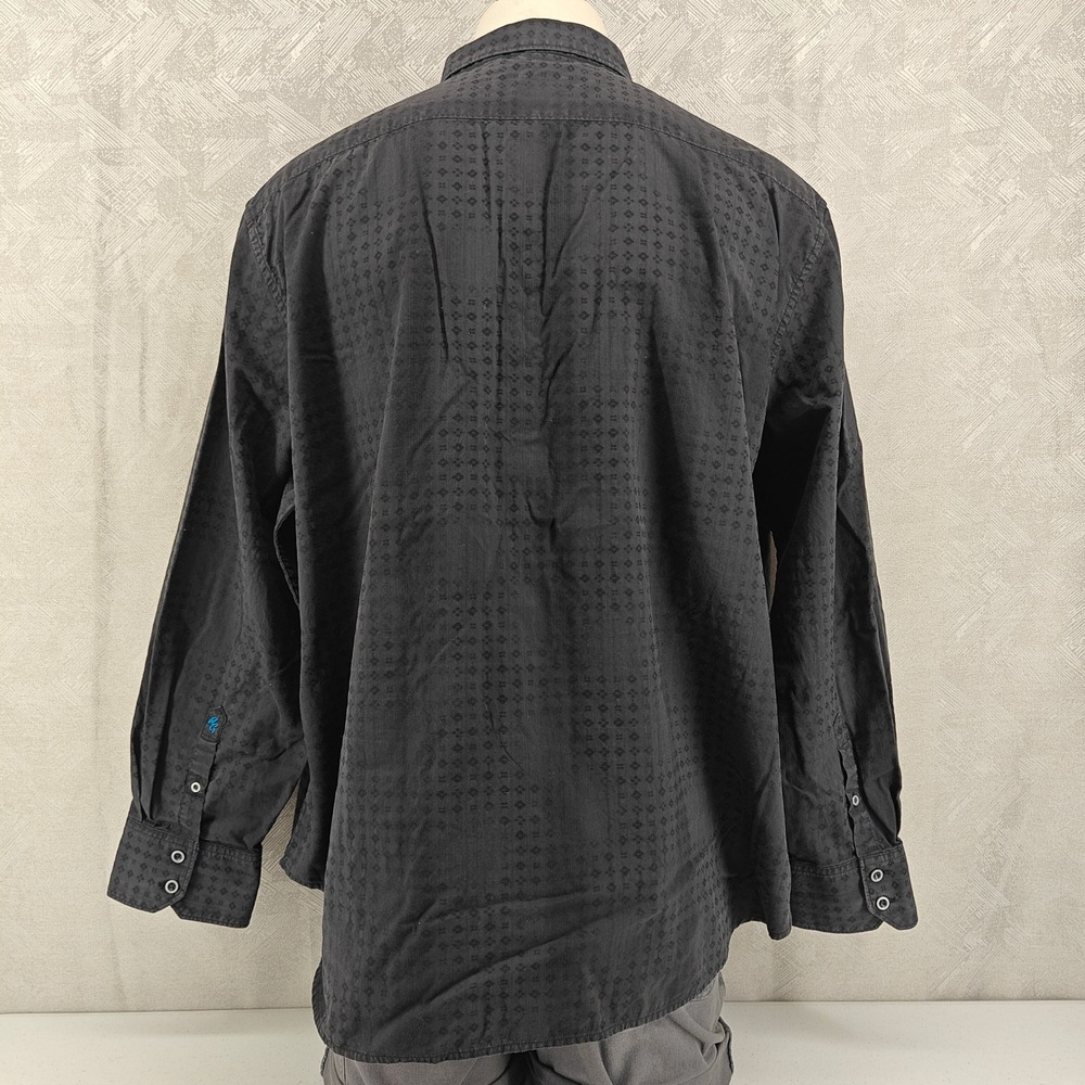 Robert Graham Button Shirt Mens 4XL Black Geometric Embroidered Floral Cuffs - Picture 5 of 14